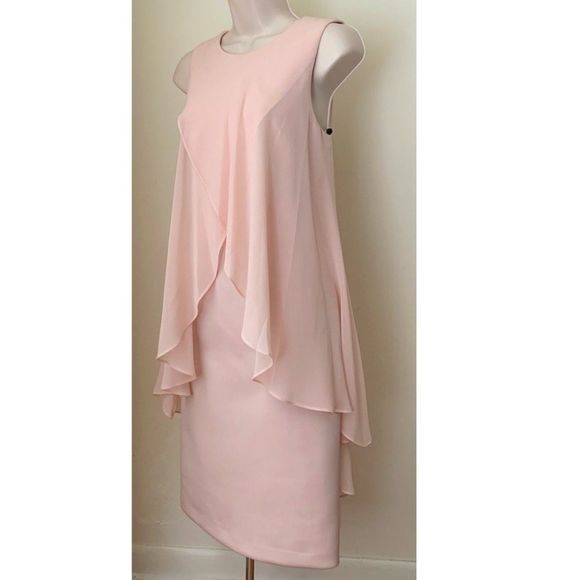 NWT Calvin Klein Chiffon Popover Scuba Dress CD7M15FK NWT 6 - Picture 1 of 6